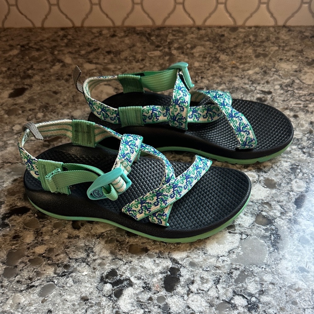 Chaco Teal and Blue Strappy Z/1 Eco tread Sandals